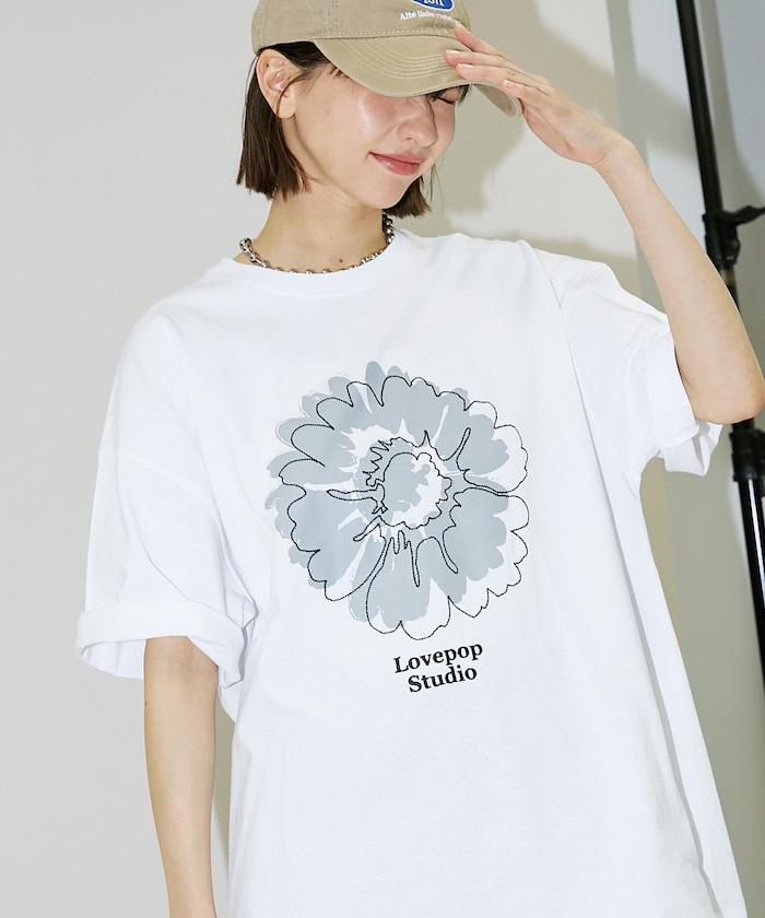 Lovepop studio 花朵刺繡印花T恤