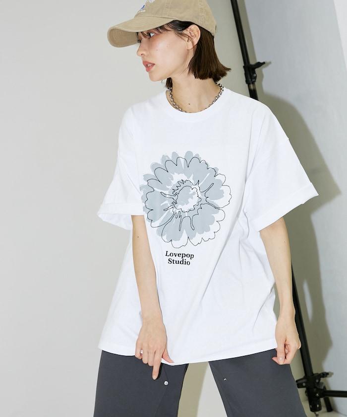 Lovepop studio 花朵刺繡印花T恤