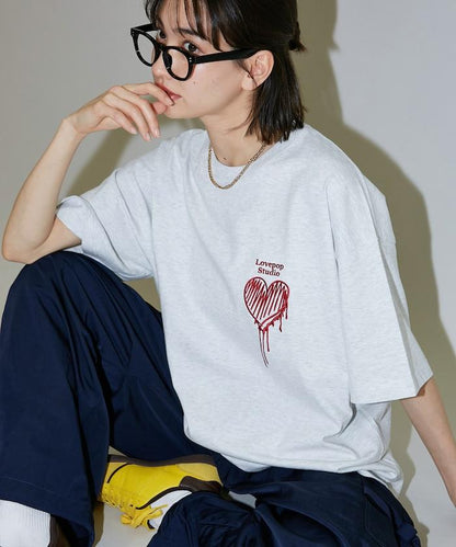 Lovepop studio 心形胸部標誌刺繡T恤