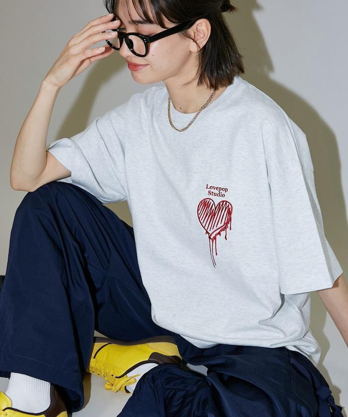 Lovepop studio 心形胸部標誌刺繡T恤