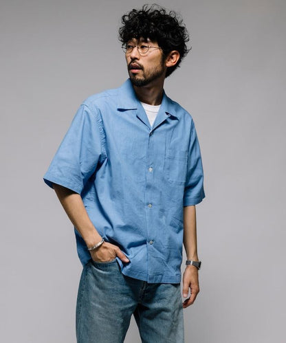 聯名重 棉麻 開領 短袖襯衫
