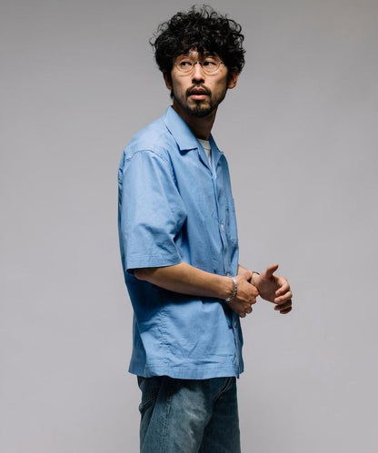 聯名重 棉麻 開領 短袖襯衫