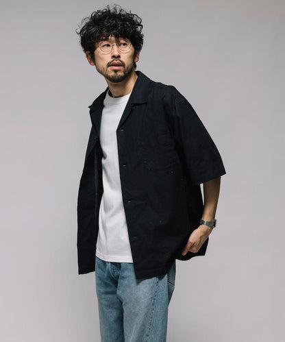 聯名重 棉麻 開領 短袖襯衫