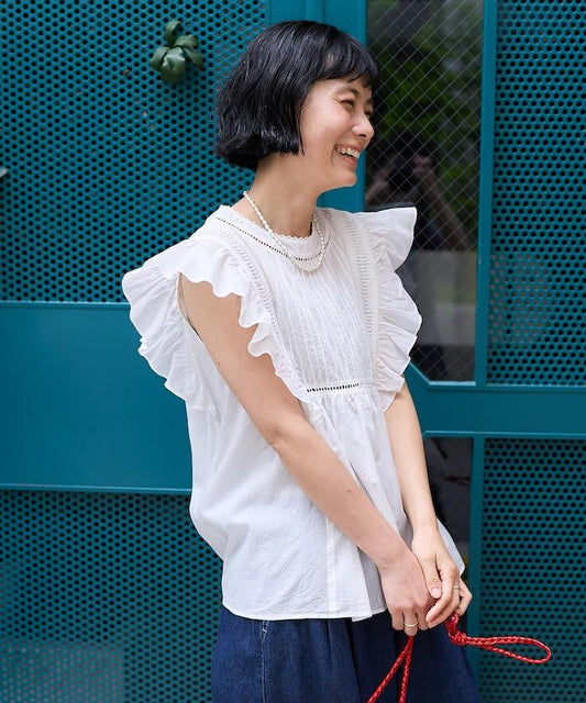 印度風荷葉邊無袖上衣