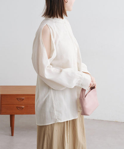 優雅露肩開衩襯衫