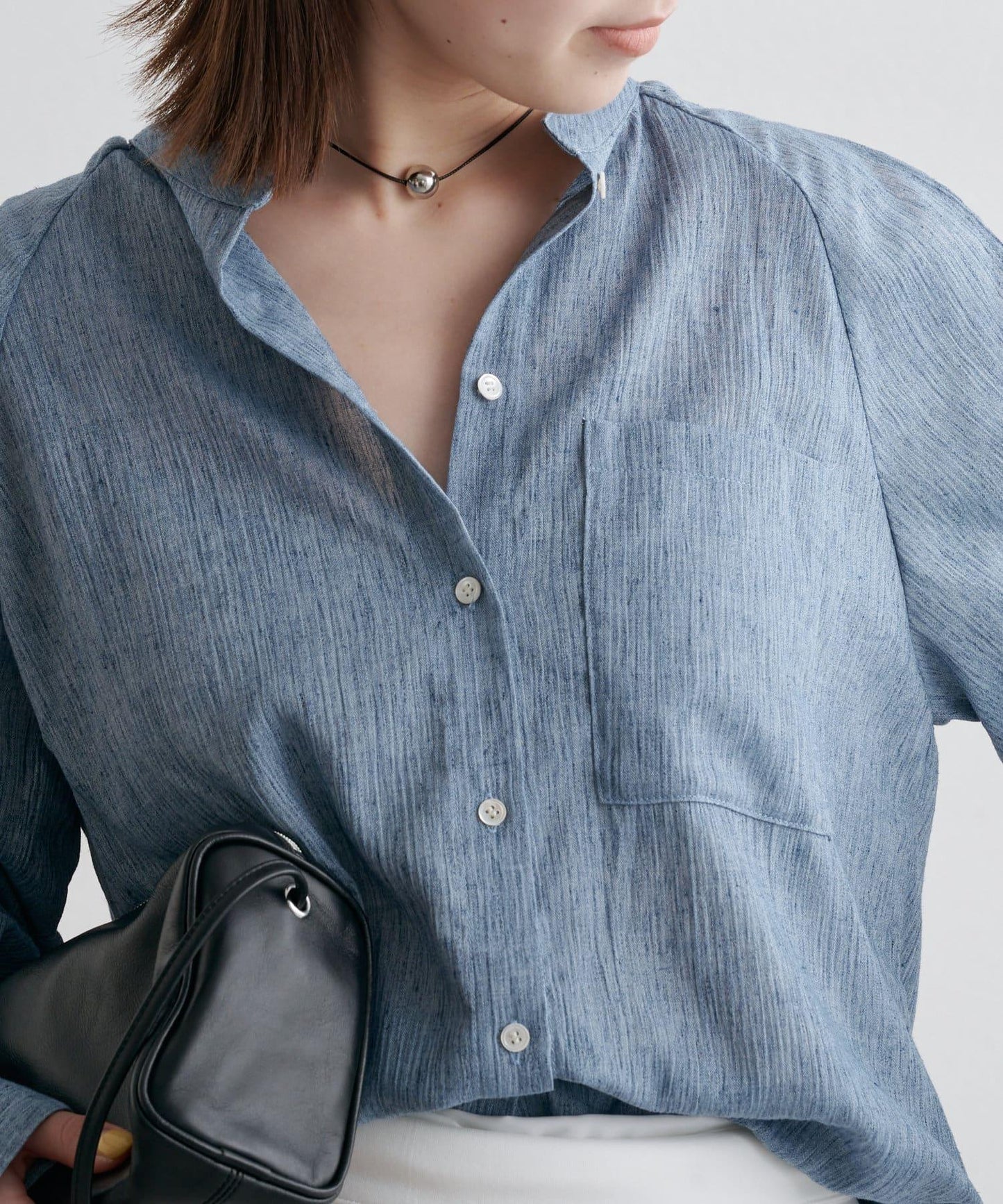 優雅露肩開衩襯衫