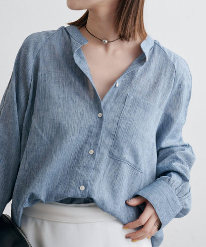 優雅露肩開衩襯衫