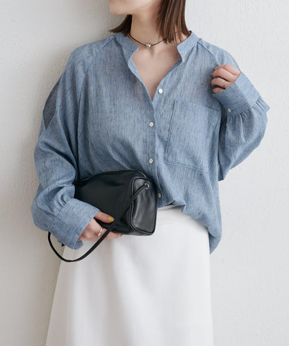優雅露肩開衩襯衫