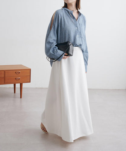 優雅露肩開衩襯衫