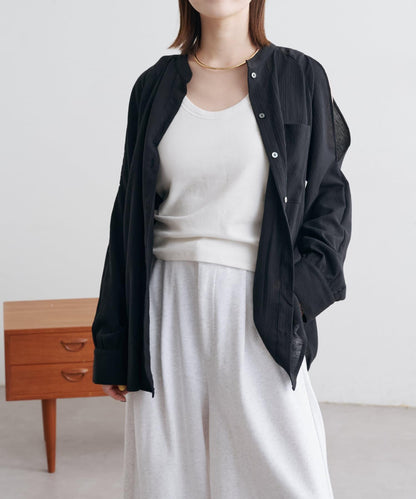 優雅露肩開衩襯衫