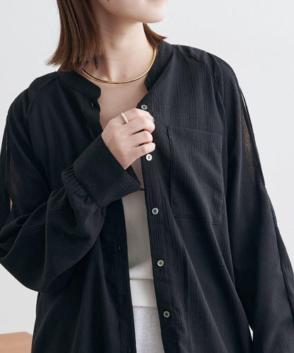 優雅露肩開衩襯衫