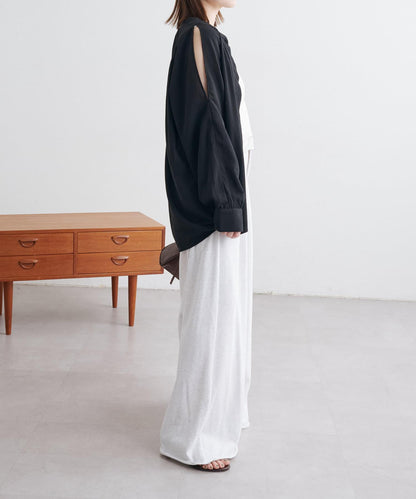 優雅露肩開衩襯衫