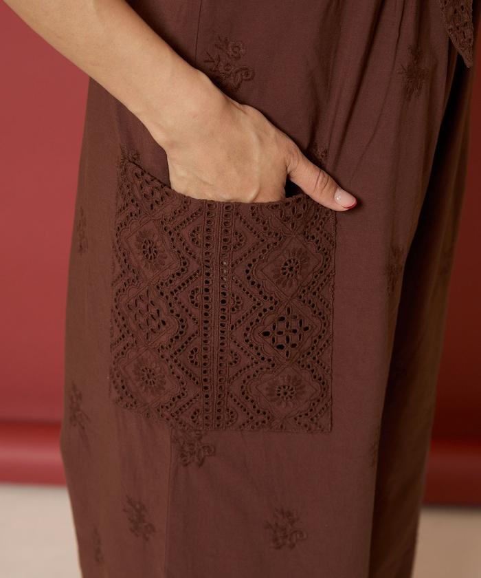 刺繡露臍連體褲