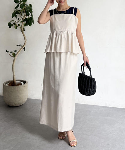 【搭配力出眾】【成熟可愛體型修飾】吊帶連衣裙×緊身裙