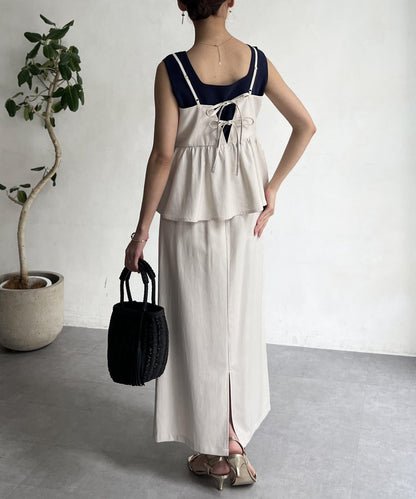 【搭配力出眾】【成熟可愛體型修飾】吊帶連衣裙×緊身裙