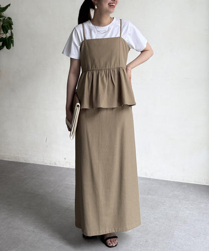 【搭配力出眾】【成熟可愛體型修飾】吊帶連衣裙×緊身裙