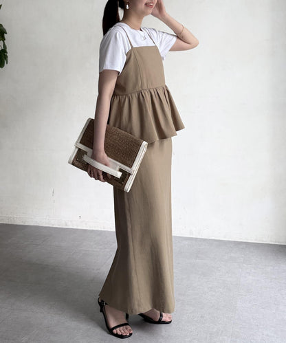 【搭配力出眾】【成熟可愛體型修飾】吊帶連衣裙×緊身裙