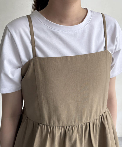 【搭配力出眾】【成熟可愛體型修飾】吊帶連衣裙×緊身裙