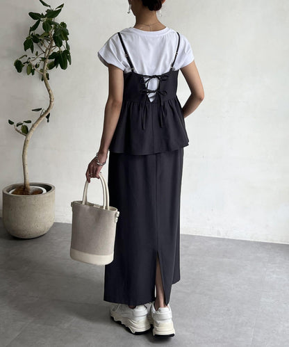 【搭配力出眾】【成熟可愛體型修飾】吊帶連衣裙×緊身裙