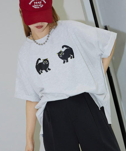 twins cat/雙子貓 印花T恤