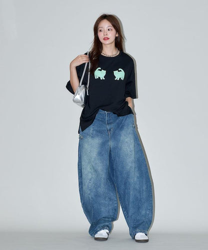 twins cat/雙子貓 印花T恤