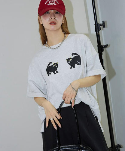 twins cat/雙子貓 印花T恤