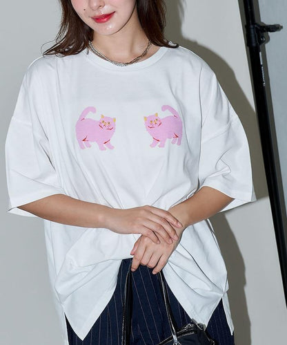 twins cat/雙子貓 印花T恤