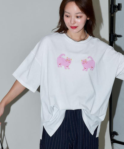 twins cat/雙子貓 印花T恤