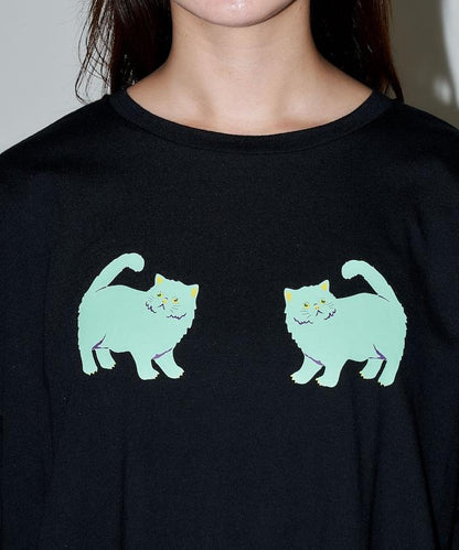 twins cat/雙子貓 印花T恤