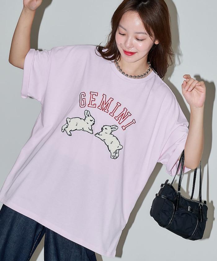 兔子 相良刺繡oversize T恤