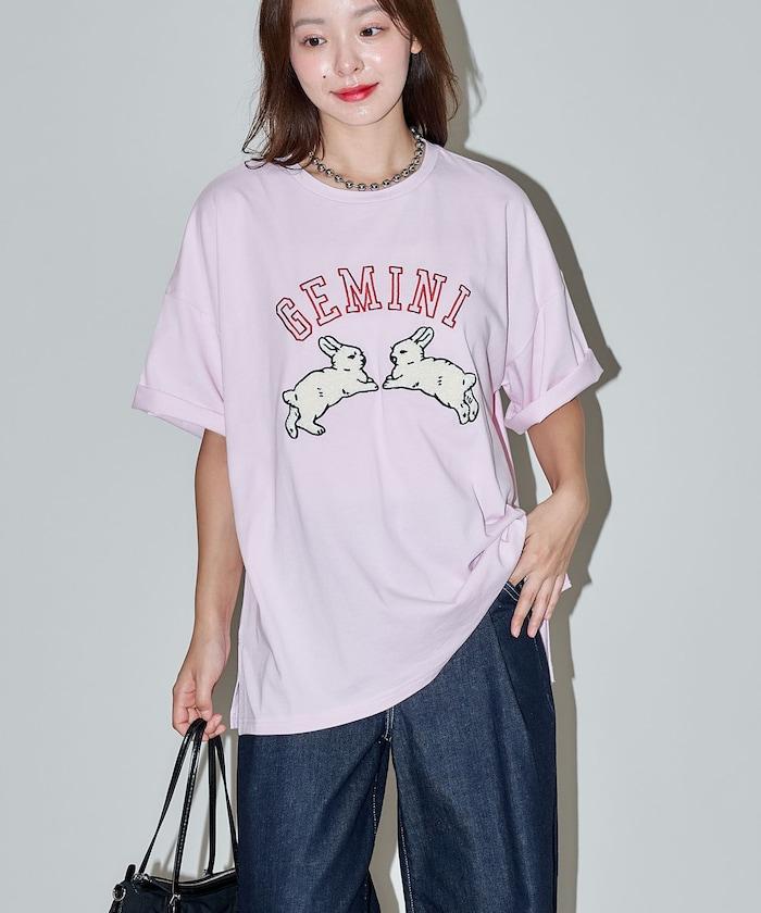 兔子 相良刺繡oversize T恤