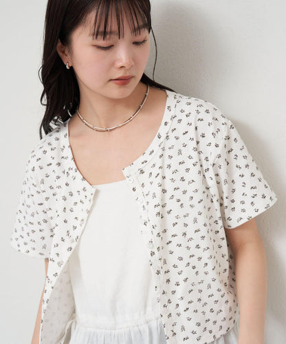 小花兒短款開衫
