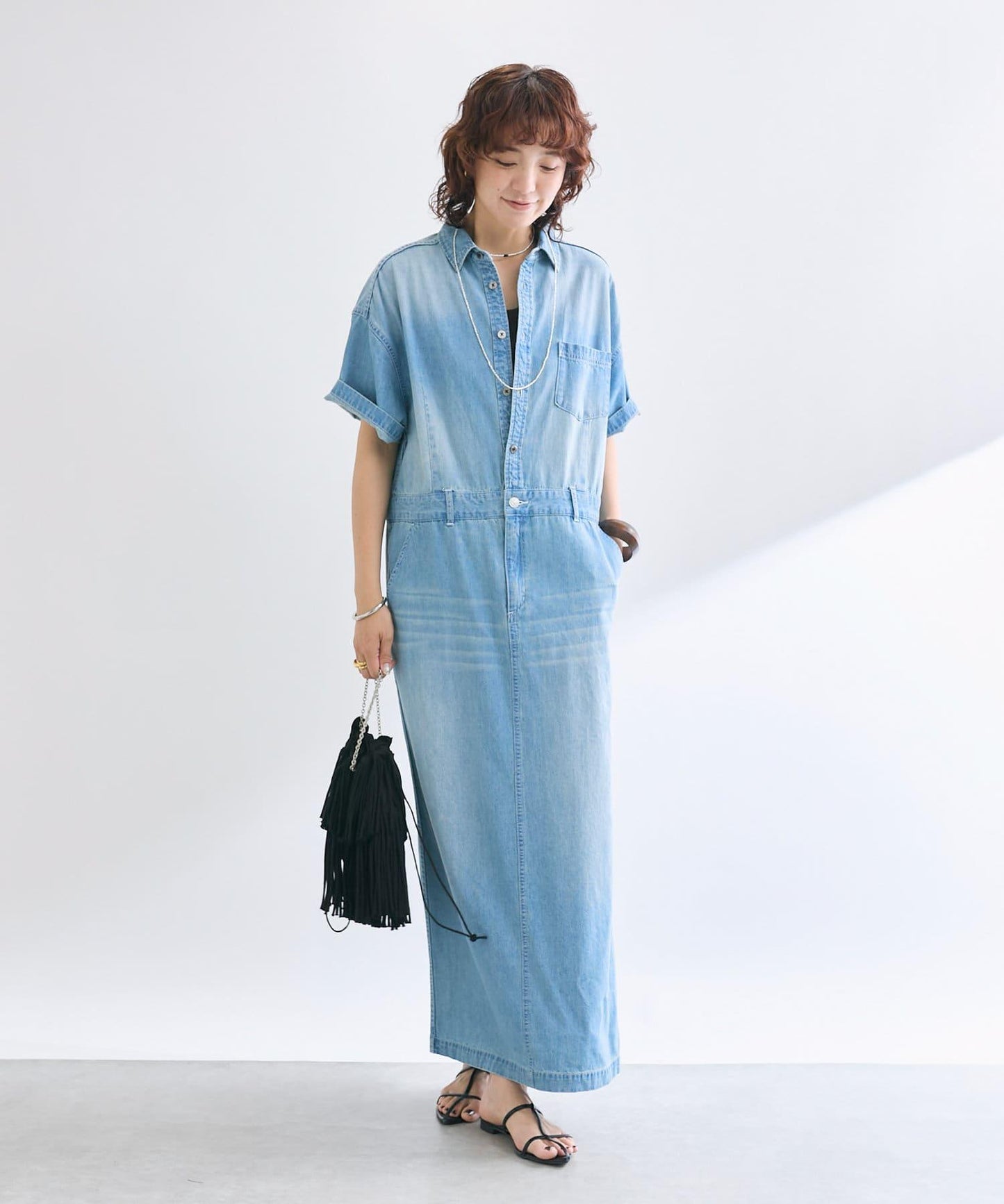 【MONN×Yoshiiiiii】長袖牛仔連衣裙/7月上旬發貨預定