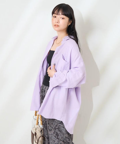 亞麻混紡襯衫＜可搭配套裝＞