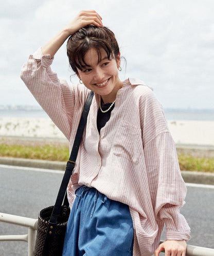 亞麻混紡襯衫＜可搭配套裝＞
