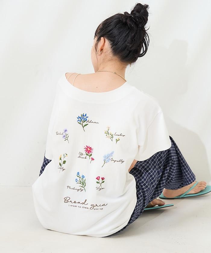 花刺繡T恤