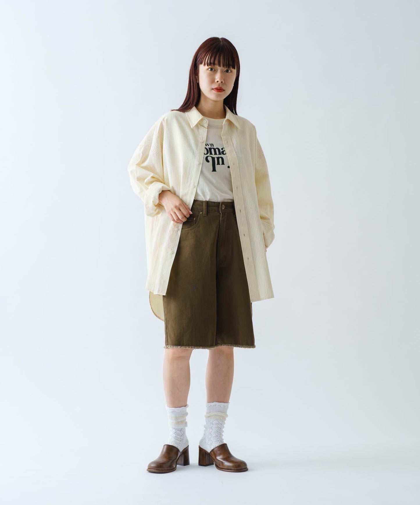 【WHIMSIC】漂亮漂洗足球條紋襯衫