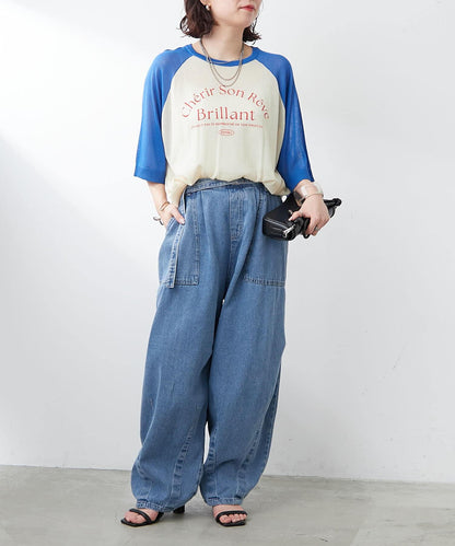 【大人休閒風格】【品味十足的透明感】絲絨拼接套頭衫