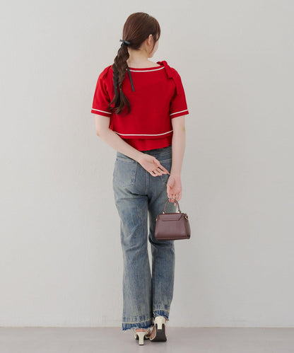 【2件套裝】荷葉邊背心×開衫