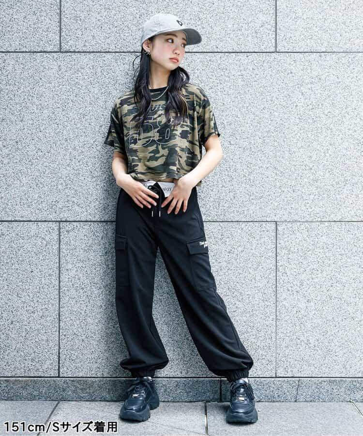 腰部折邊梨地工裝褲