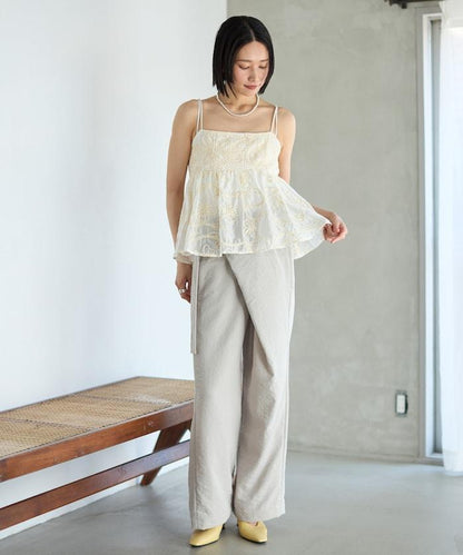 刺繡蕾絲網紗吊帶背心上衣