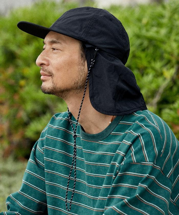 【海灘&節日】防紫外線 防水尼龍 帶遮陽罩和繩子的帽子
