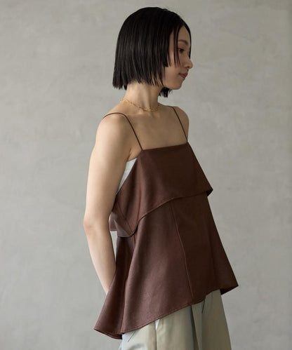 褶皺處理 後背開口 女士吊帶背心 / 細肩帶