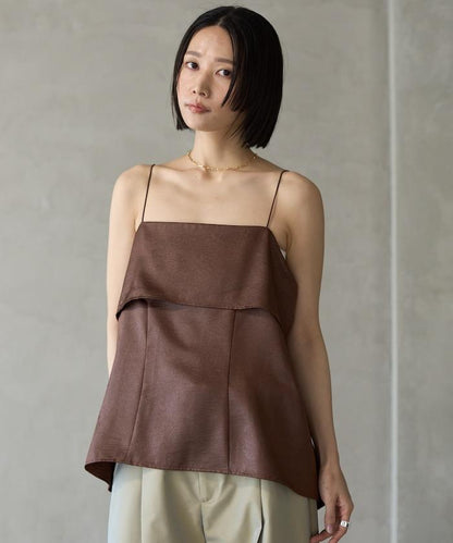 褶皺處理 後背開口 女士吊帶背心 / 細肩帶