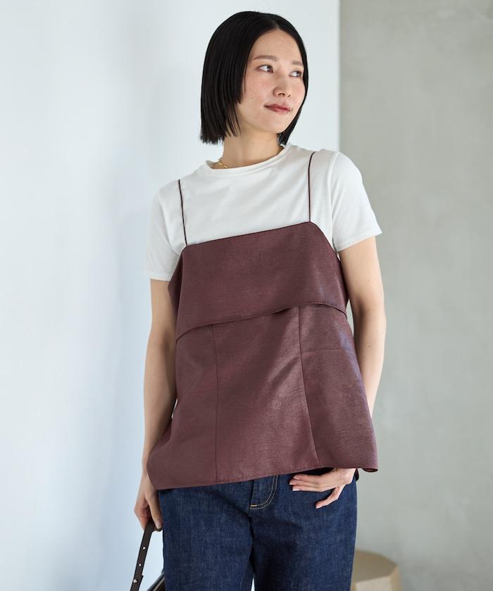 褶皺處理 後背開口 女士吊帶背心 / 細肩帶