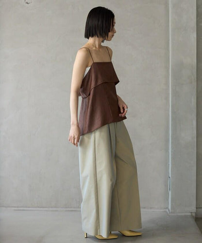 褶皺處理 後背開口 女士吊帶背心 / 細肩帶