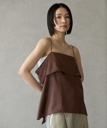 褶皺處理 後背開口 女士吊帶背心 / 細肩帶