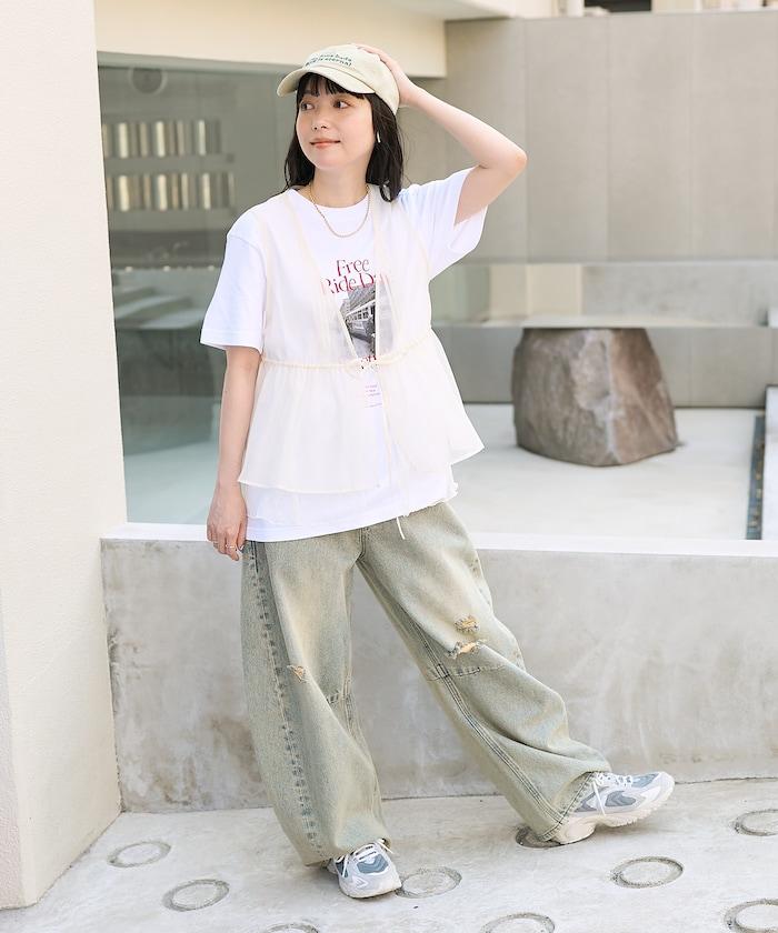 歐根紗蕾絲疊穿背心
