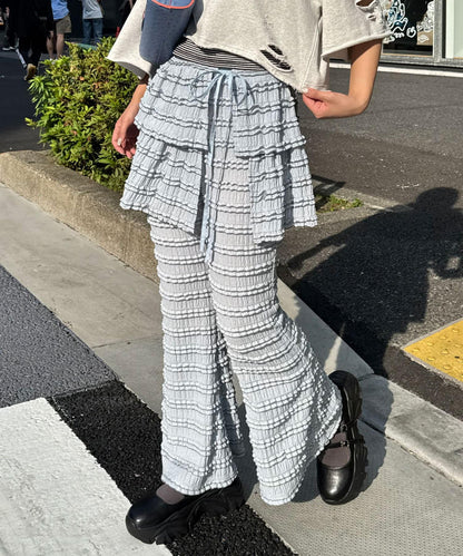 卷邊裙套裝 褶邊喇叭褲
