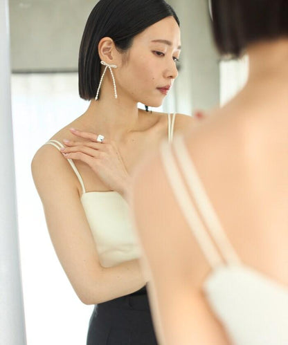 長珠帶蝴蝶結耳環 / 耳釘 / 雙耳用